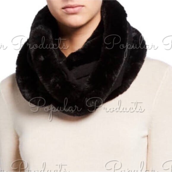 3/$30 Lux Faux-Fur Infinity Scarf, Black - Picture 4 of 6